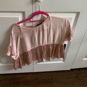 Light pink mixed media Zara blouse